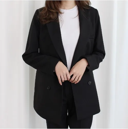 Весна-осень, деловой стиль, большие размеры, женские офисные черные блейзеры и куртки, пиджак в офисном стиле женская одежда