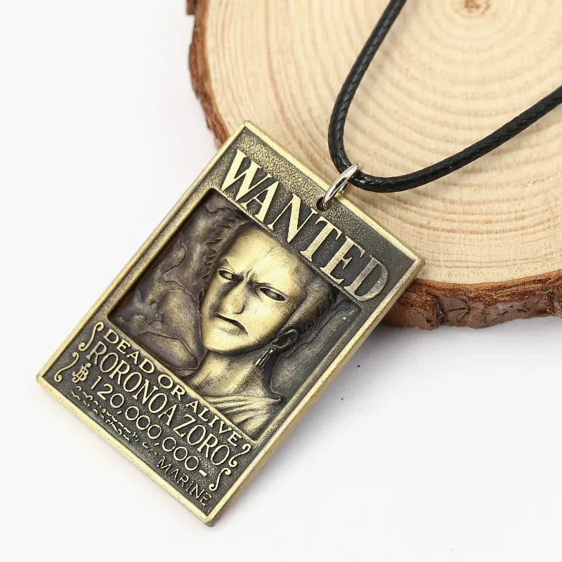 

HSIC One Piece ZORO Warrant Pendant Necklace Anime Dog Tag Military Card Pendant 3D Wanted Necklace for Women Men HC11441