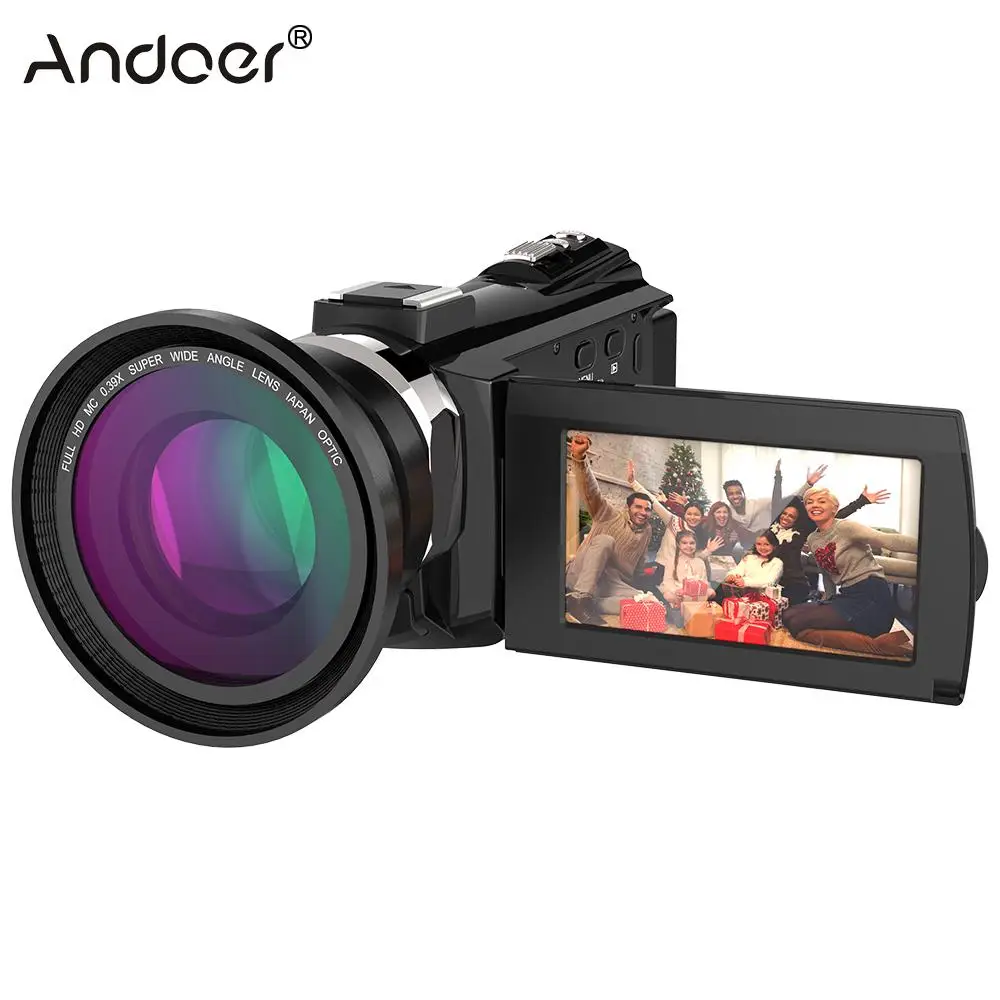 

Andoer 4K 1080P 48MP WiFi Digital Video Camera Camcorder Recorder with 0.39X Wide Angle Macro Lens Touchscreen Night Sight