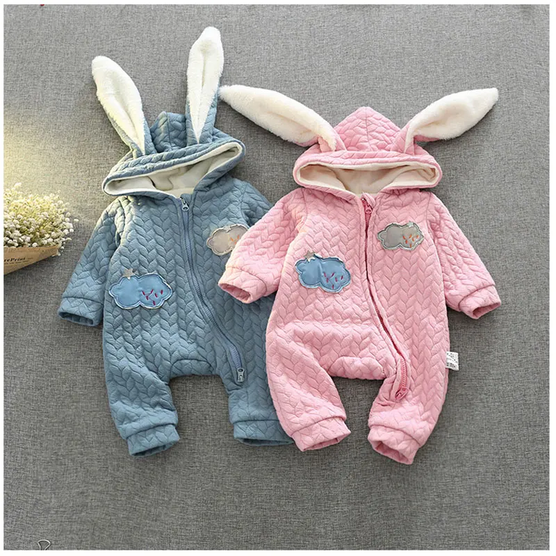 

2017 New Winter Spring Overalls For Kids Little Rabbit Coat Baby Girl Rompers Infant Winter Clothes Newborn Outfits Romper
