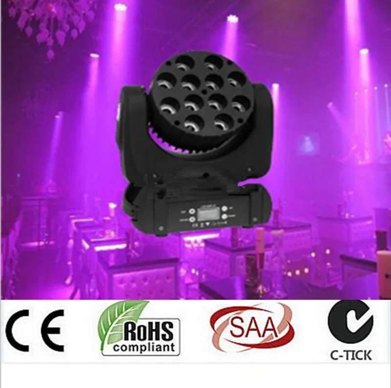 

LED beam moving head light 12x12w rgbw 4in1 color with advanced 9/16 dmx channels for dj disco parties show lights