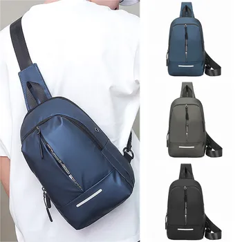 

Men Oxford Small Bag Wild Messenger Bag Fashion One Shoulder Plaid Chest Bag Japan and Korean Style Solid Versatile Bags 50