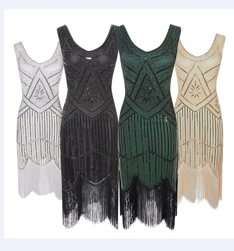 

xs-2xl sequin fringe Flapper 1920s Gangster Gatsby Charleston Deluxe Sequin Women Costume