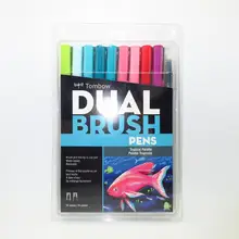 Tombow профессиональные двойные кисти ручки ABT акварельные маркеры тропическая Палитра 10 новых цветов два наконечника на водной основе Blendable