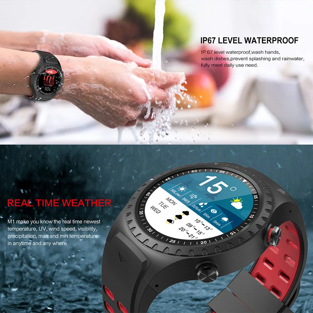 M1s Smart Watch Support SIM & Bluetooth Phone Call GPS Smartwatch Phone Men Women IP67 Waterproof Heart Rate Monitor Clock