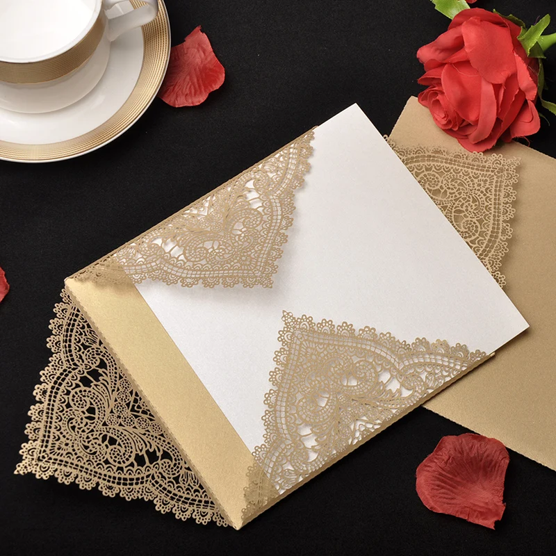 12 шт. свадебные приглашения романтические декоративные карты конверт деликатный резной рисунок свадебные приглашения Вечерние