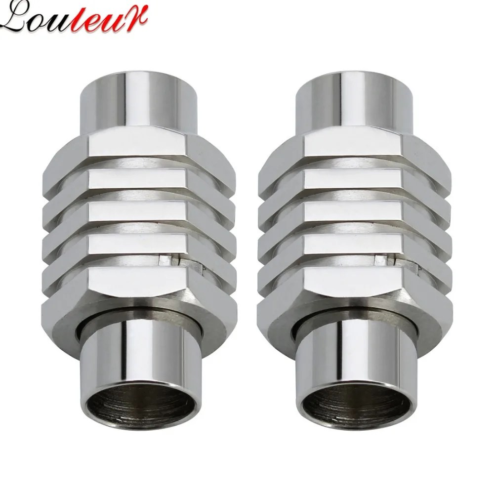 

LOULEUR 2pcs/lot 5/6mm Stainless Steel Magnetic Clasps Leather Cord Bracelets End Caps Connectors Findings For Jewelry Making