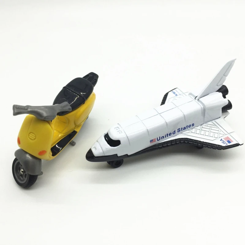 Free standard postage 2PCS mini Alloy car model spacecraft motorcycle Gift Collection metallic material kids toys