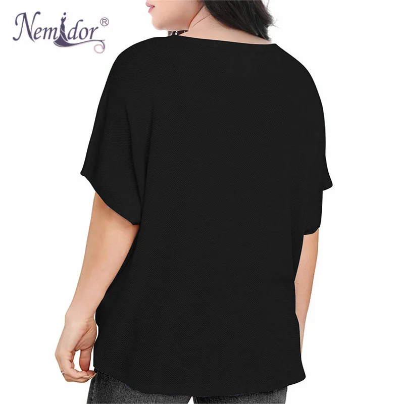 Nemidor Women's Casual Short Sleeve V Neck Button Down T Shirts Tie Front Knot Summer Loose Tops Blouses (8)