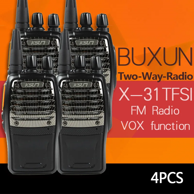 4 шт. KSUN X-31TFSI портативная рация VOX Функция 5 Вт ручной Pofung UHF 400-470 МГц 16CH двухсторонний портативный любительский радиопередатчик