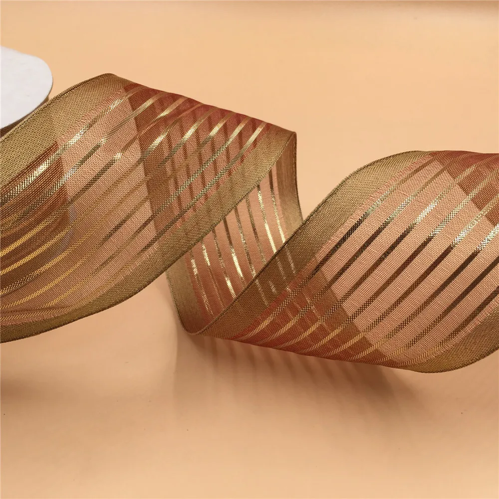 63mm X 25yards Satin Edge Striped Organza Ribbon With Wired Edges For ...
