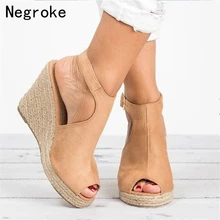 Summer High Wedges Heels Sandals Womens Sexy Open Toe Platform Sandals Shoes Woman Espadrilles Sandalias Mujer 2019 Dropshipping summer stripe knitted platform women sandals sexy open toe comfortable low heels black beige red blue purple sandalias mujer