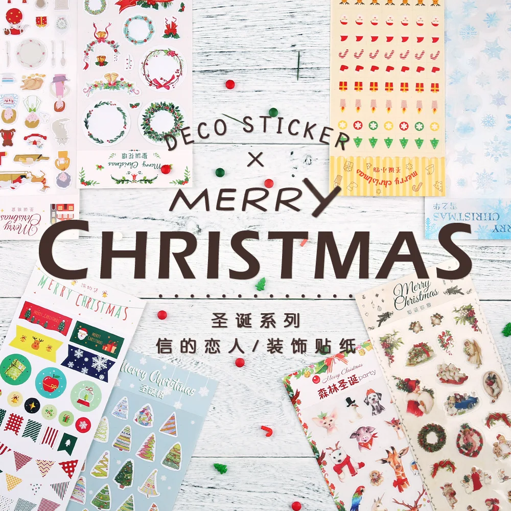 1pc Merry Christmas Xmas Tree Wreath Snowflake Decorative Sticker Diary Album Label DIY Scrapbooking Stationery Stickers | Канцтовары
