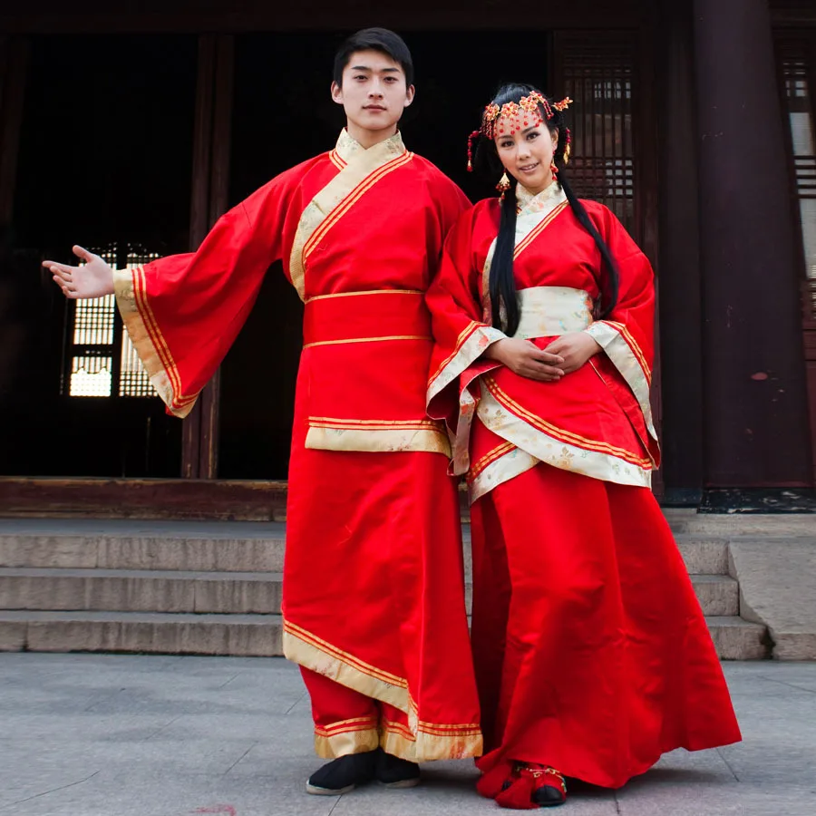 Новинка года древней китайской Костюмы костюм красный hanfu костюм любителей