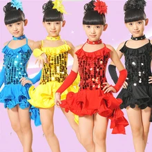 20pcs lot Free Shipping Sequin Latin Dance Costume Stage Fancy Dress Costume for Kids Girls Children