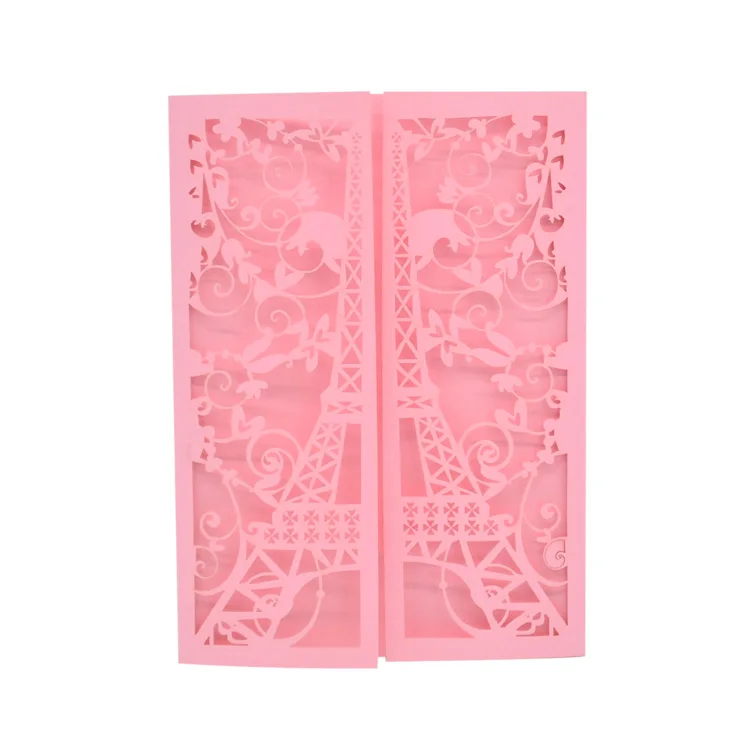 

30 pieces laser cut custom paris tower invitation card with blank envelope