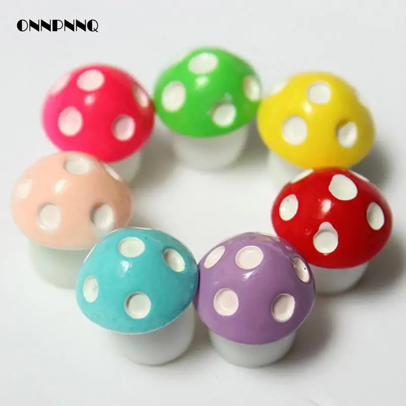 

10pcs/ Lot Diy Cute Mini Garden Colorful Miniatur Resin Mushroom Miniature Garden Ecological Landscape Bottle Garden Decoration