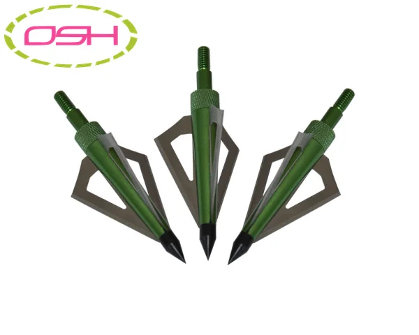 

3 Fixed Green Blades Arrow Heads 125grain Hunting Archery Broadheads for Crossbow/Compound Bows Arrows 3pcs/lot