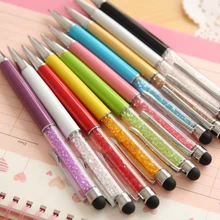 Рекламный продукт, кристальная ручка, алмазные шариковые ручки, канцелярские шариковые ручки, стилус, ручка для сенсорного экрана, 15 цветов, маслянистая черная заправка