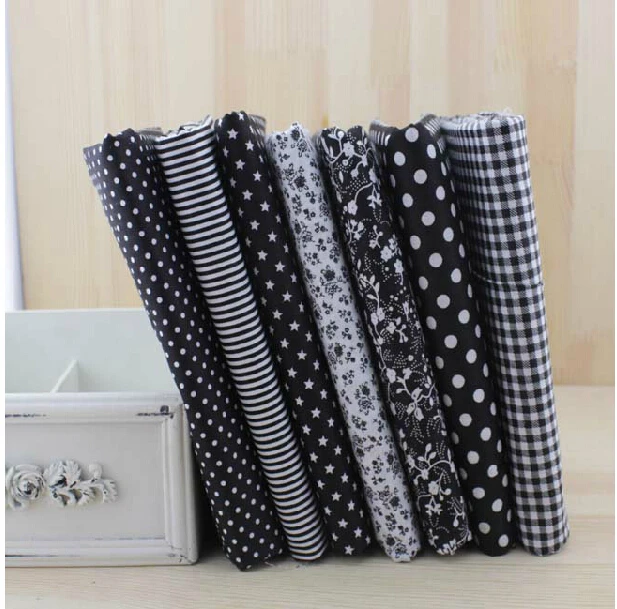 

Hot 7PCS 50*50cm Black Series Cotton Fabric Fat Quarter Bundle Telas Patchwork Tilda Diy Quilting Baby Toy Sewing Bedding Tecido