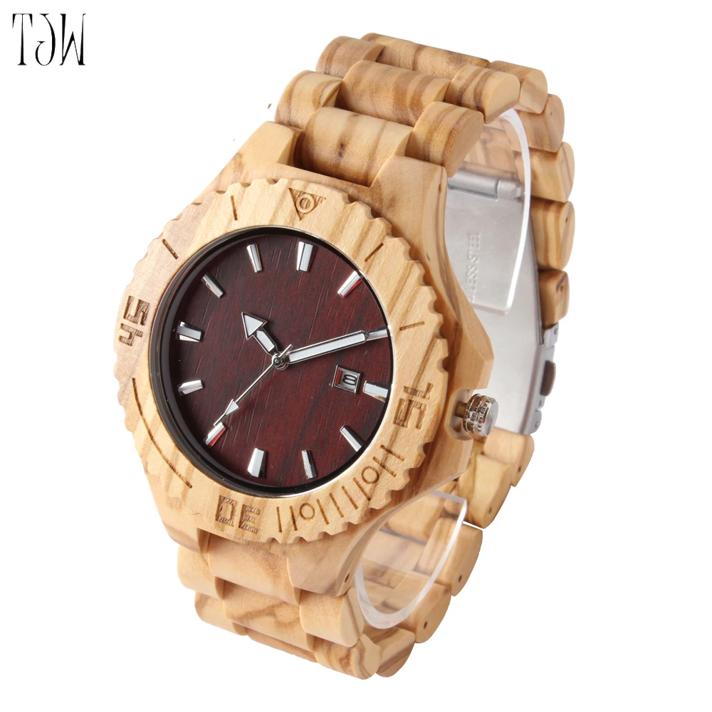 

TJW 2018 hot sale wooden watch men fashion casual wood watch full natural wooden