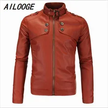 AILOOGE новая мотоциклетная кожаная куртка мужская Тонкая модная стеганая кожаная куртка с полетом одежда Jaqueta Masculina