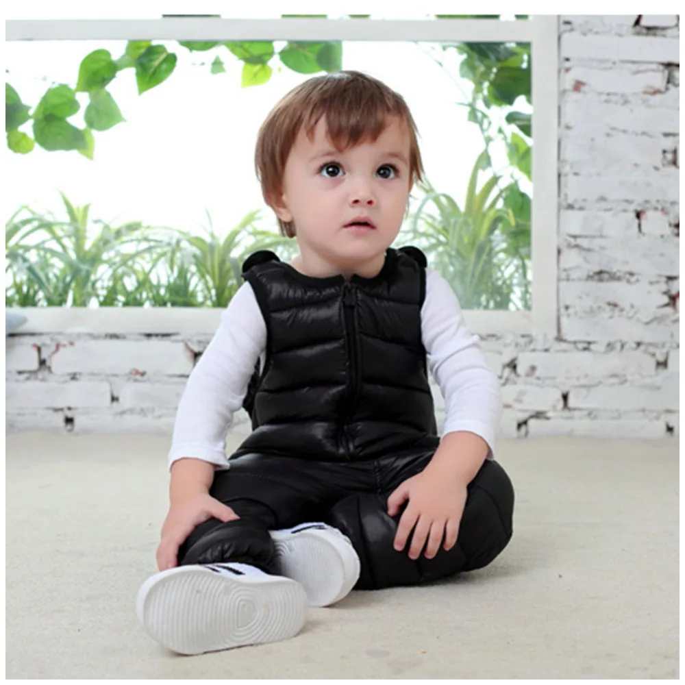 

Winter Children Down Bib Pants Baby Girls Boys Overalls Toddler Pants Warm Kids Pants Waterproof Trousers