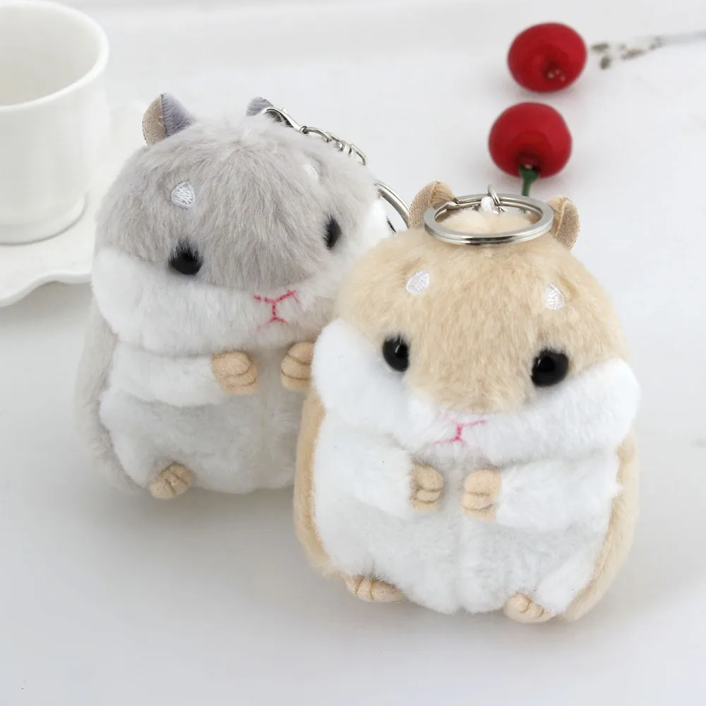 New Style Cute Soft Plush Cartoon Animal White/khaki Small Hamster Toy Key Chain Stuffed Mouse Toy Birthday or Christmas Gift