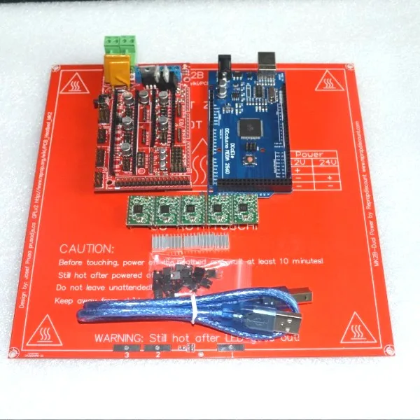 1pcs Mega 2560 R3 for arduino + 1pcs RAMPS 1.4 Controller+ 5pcs A4988 Stepper Driver Module+1pcs PCB Heatbed MK2B 3D Printer kit