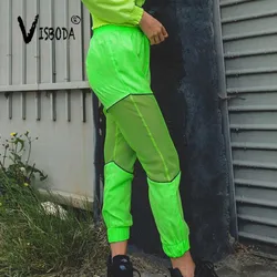 Las mujeres pantalones de chándal Harajuku pantalones 2019 verano Mujer verde neón de malla de Patchwork camisetas pantalones Hip Hop pantalones Plus tamaño Las mujeres pantalones de chándal Harajuku pantalones 2019 verano Mujer verde neón de malla de Patchwork camisetas pantalones Hip Hop pantalones Plus tamaño