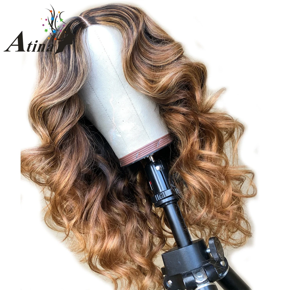 

Colored Wig Wavy 1B27 Honey Blonde Ombre Brazilian Remy 130% Density Preplucked Lace Front Human Hair Wigs Lace Closure Wig