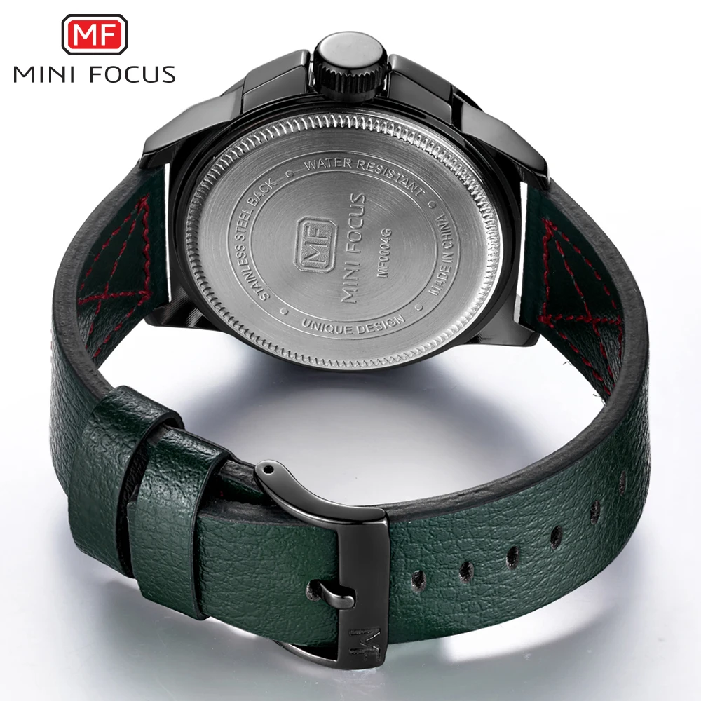 MINIFOCUS мужские модные повседневные спортивные часы из натуральной кожи кейс