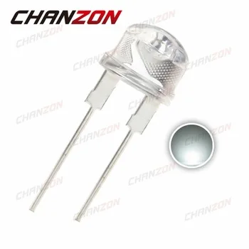 50pcs LED 8mm Straw Hat White Clear Lens Diode Wide Angle Transparent 8 mm Light Emitting Diode LED Lamp DC 3V 20mA High Power