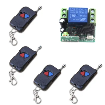 

Newest DC12V Mini 10A Relay 1CH wireless RF Remote Control Switch 4Transmitter +1 Receiver 315/433mhz