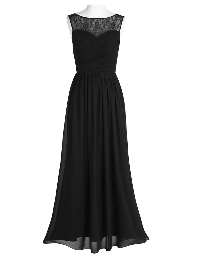 Unique Lace Chiffon Long Bridesmaid Dress