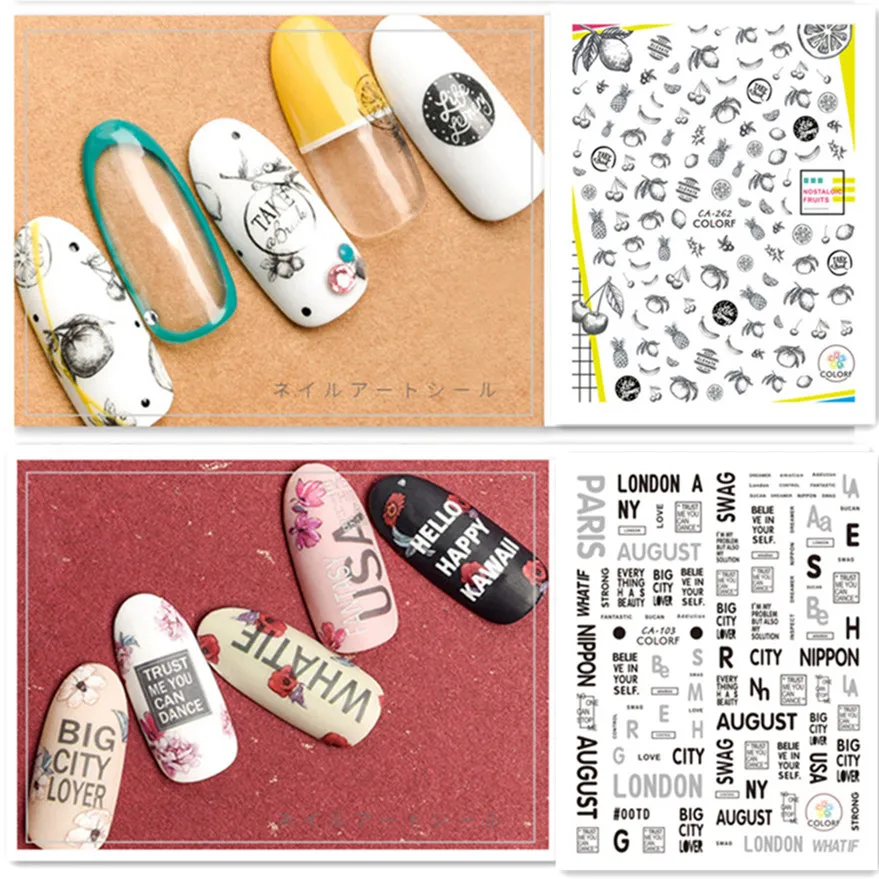 

Newest CA-103 262 lettet and lemon 3d nail art sticker decal stamping Japan Korea type DIY Nail decoration tools template