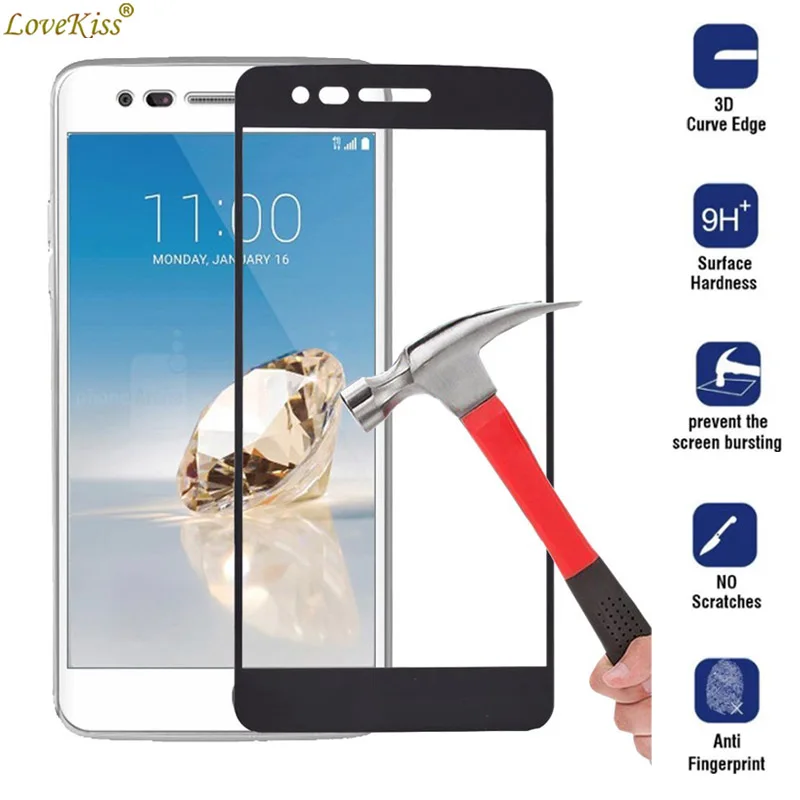 9H Полное покрытие экрана стеклянная пленка для LG K8 2017 Aristo LV3 Phoenix 3 MS210 защита чехол