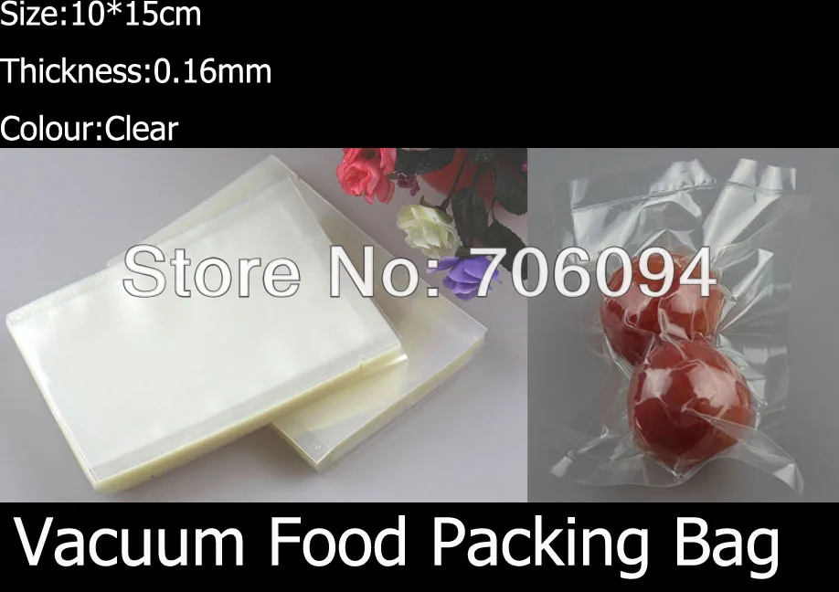 

200pcs 10*15cm clear plastic vaccum food packing Bags,Plastic bag for food