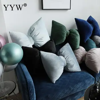 

Dutch Velvet Embroidered Bow Buckle Pillow Sofa Bed Head Lumbar Pillows Bed Pillow Car Cushion Back Lumbar Pillow With Core