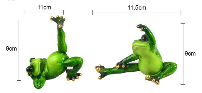 Funny Frog Family Yoga Styles Resin Toys Figures - Baby Frog Size