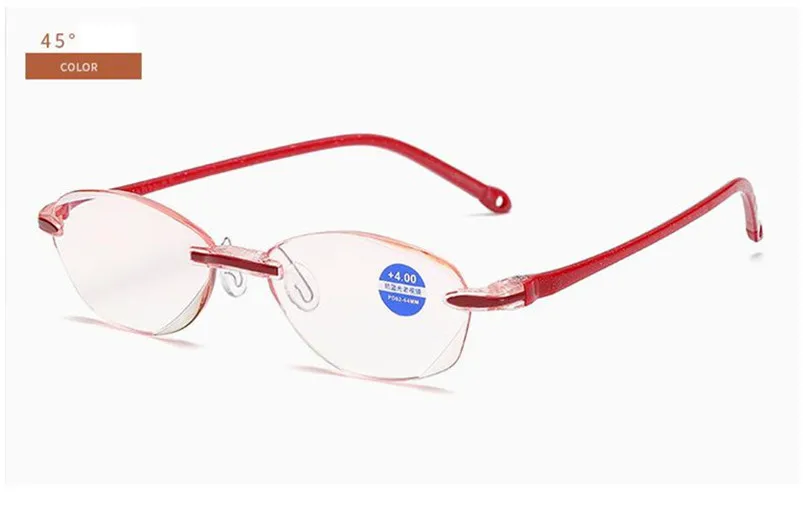Стеклянные линзы без оправы в классическом стиле, анти синее стекло для чтения, простые зеркальные женские очки унисекс 1,0 1,5 2,0 2,5 3,0 3,5 4,0 LH3 - Цвет оправы: Red