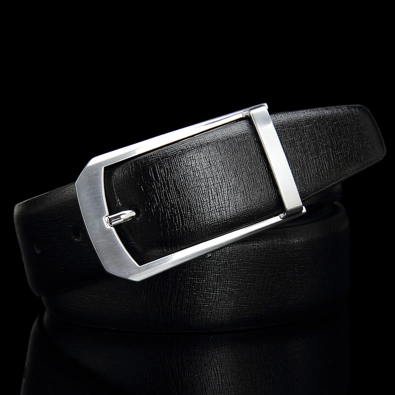 Goedkoop Luxe merk riemen heren Mode Hoge Kwaliteit Cowskin Lederen band voor Mannen Tailleband Met Zilveren Pin Gesp freeshipping