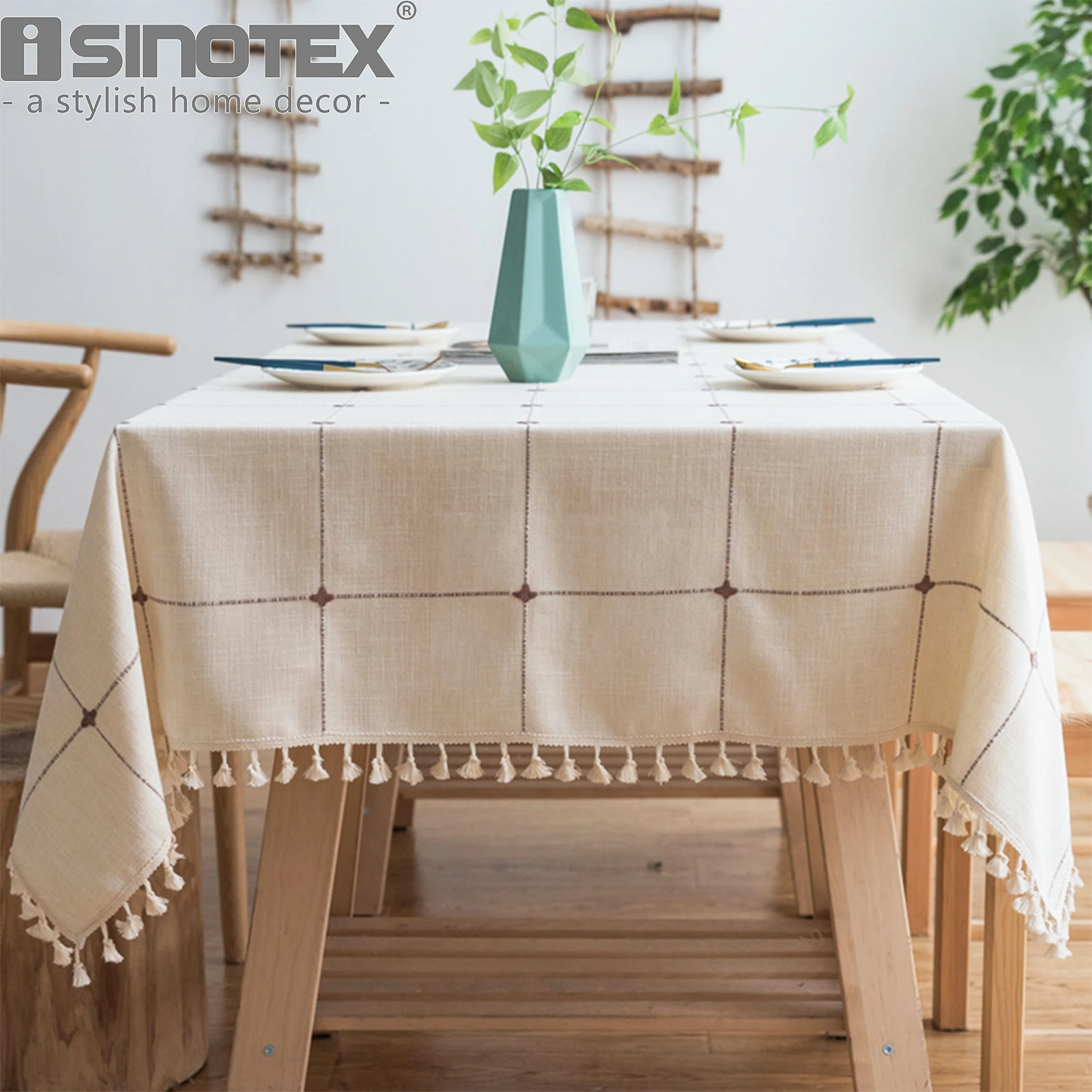 

Dot Plaid Decorative Table Cloth Tassels Dinner Table Cover Party Wedding Home Kitchen Rectangular Tablecloth 1PCS/Lot