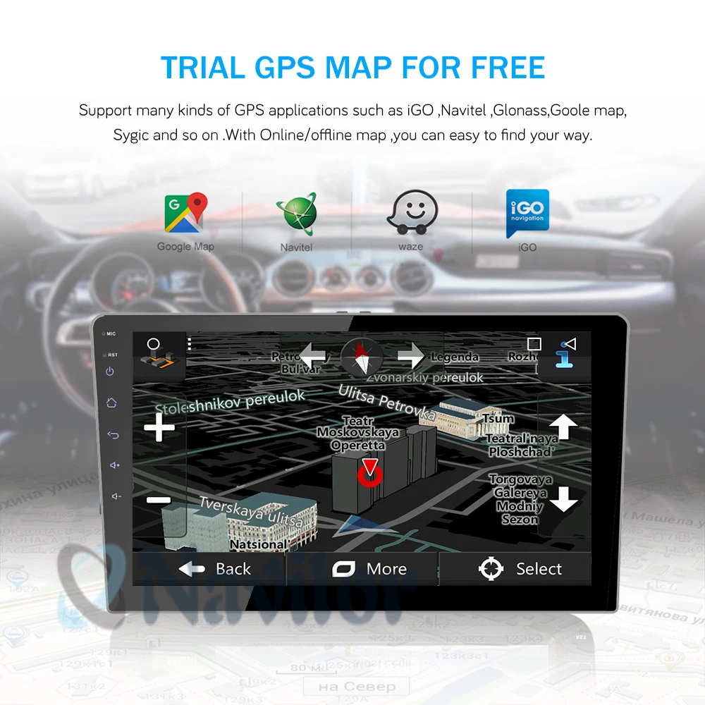 Best Double 2Din 10.1inch Android 8.1 Universal Car Radio In Dash Stereo GPS Navigation WIFI 4G OBDII DAB Quad Core Bluetooth 2GB RA 4