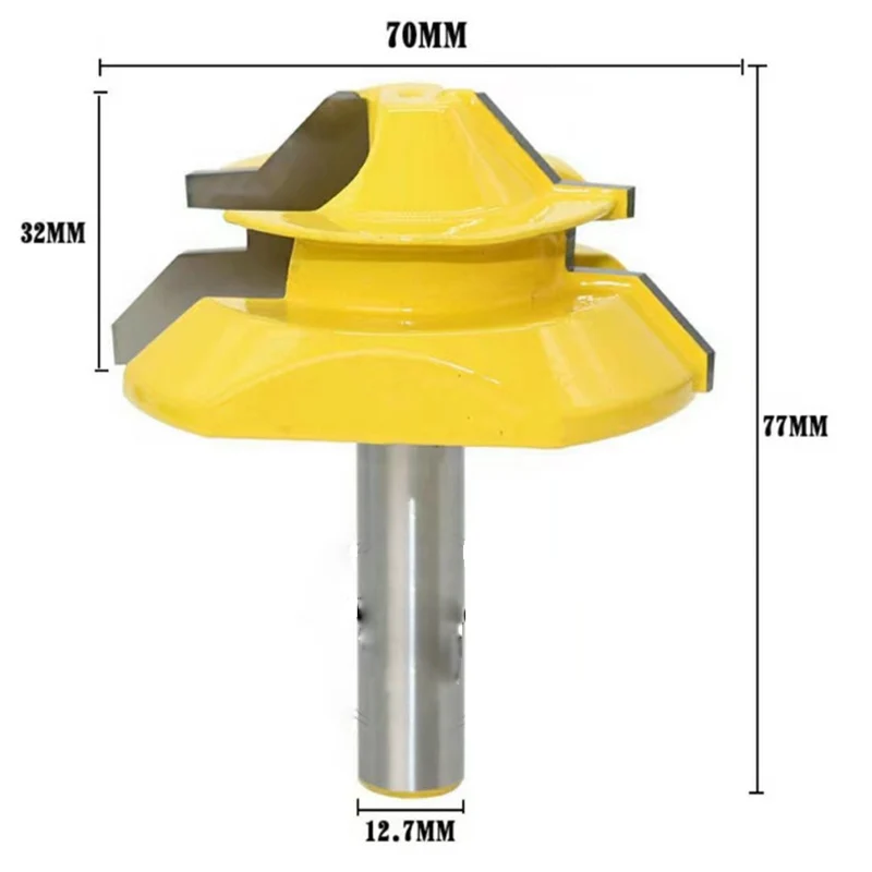 45 градусов карбида сплава деревянный замок, фреза инструмент 1/2 дюйма хвостовиком шип фрезы для деревообработки
