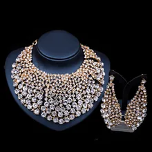 LAN Дворцовое модное свадебное ожерелье mariage, нигерийское ожерелье и серьги, вечерние, золотой набор, индийские ювелирные изделия