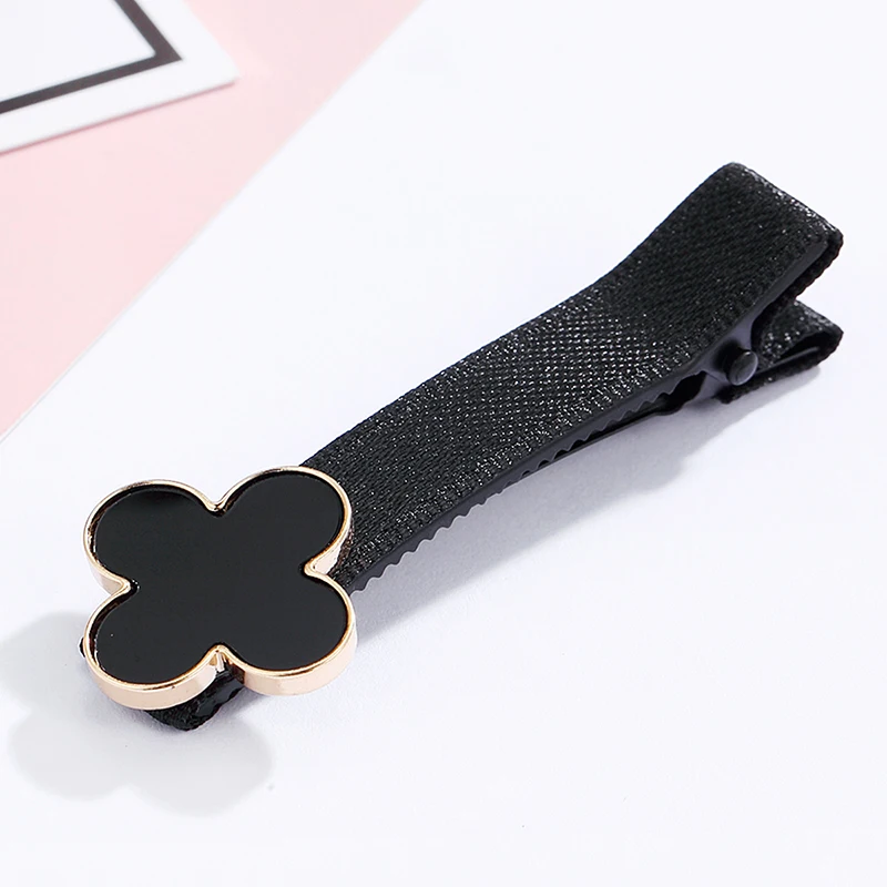 

CHIMERA Girls Retro Hair Clip Four-Leaf Clover Duckbill Alligator Hairpin Navy Blue Handmade Side Bangs Clip Barrettes for Women