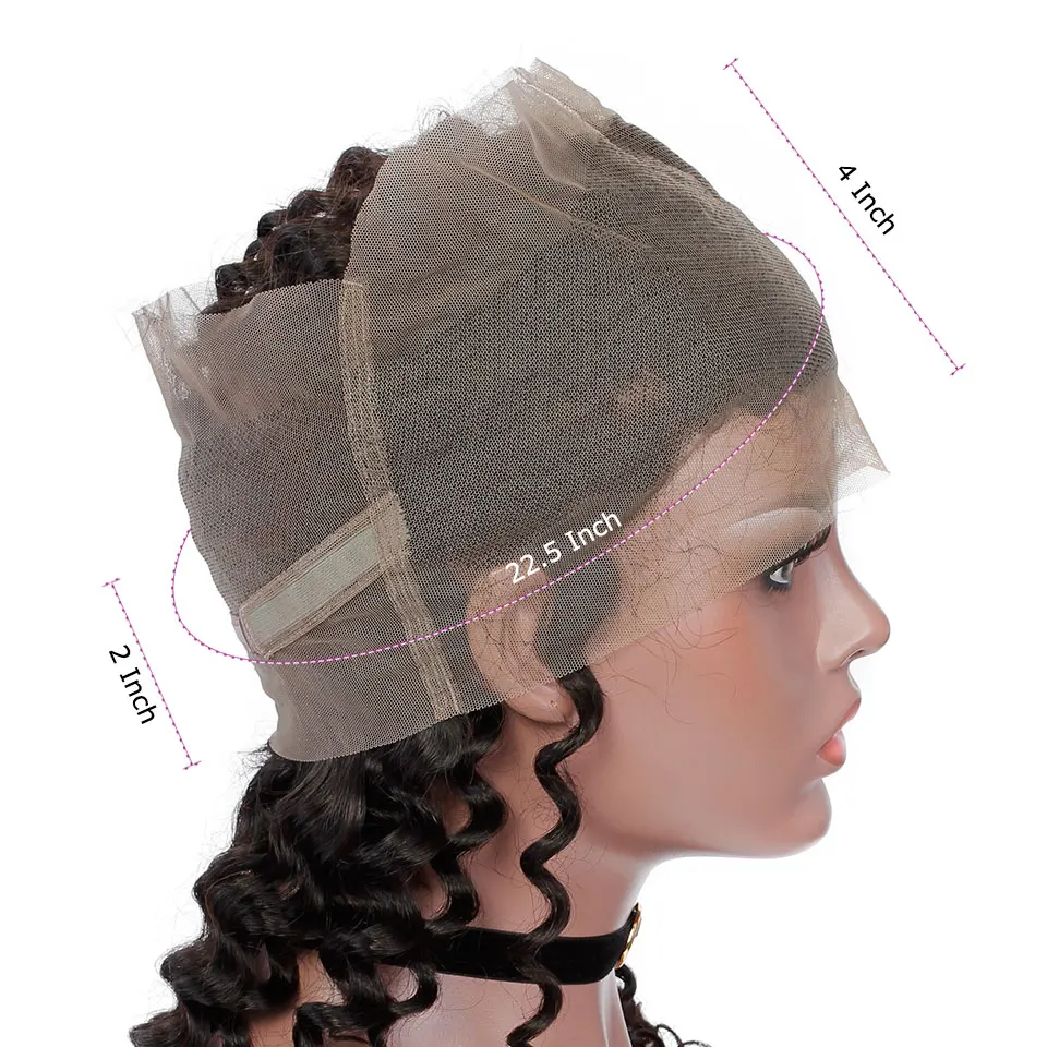 YVONNE 360 Lace Frontal Closure 22.5x4 Virgin Brazilian Deep Wave Frontal 100% Human Hair Natural Color