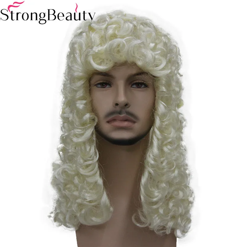 StrongBeauty синтетический парик судье Nobleman кудрявые волосы история блонд седой
