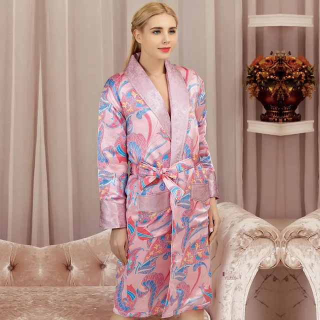 High Quality Real Silk Sleeping Robe Female Winter Thicken Natural Silk